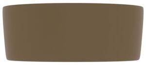 Luksusowa, okrągła umywalka, matowy kremowy, 40x15 cm, ceramika