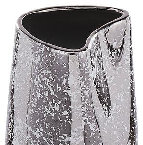 Wazon kamionkowy dekoracyjny dodatek do wnętrz glamour 27 cm srebrny Cirta Beliani