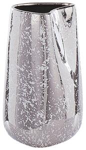 Wazon ceramiczny dekoracyjny dodatek do wnętrz glamour 27 cm srebrny Cirta Beliani