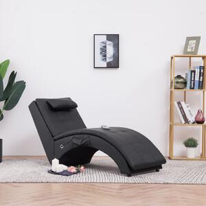 281344 Massage Chaise Longue with Pillow Black Faux Leather