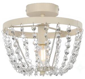 Lampa sufitowa z kryształkami i koralikami, biała, okrągła, E14