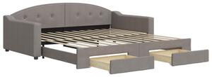 Sofa rozsuwana z szufladami, taupe, 100x200 cm, tkanina