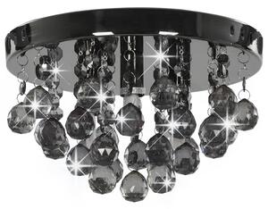 Lampa sufitowa z przydymionymi koralikami, czarna, okrągła, G9