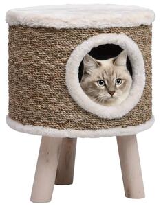 Domek dla kota z drewnianymi nóżkami, 41 cm, trawa morska