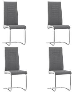 Krzesła stołowe, wspornikowe, 4 szt., ciemnoszare, tkanina