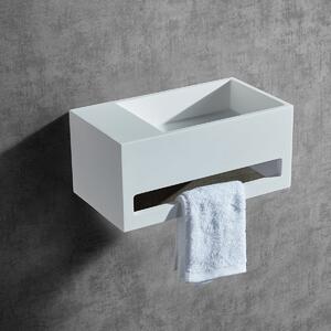 Umywalka ścienna BA2105Odlew mineralny - Biały mat - 35,5 x 20 x 16 cm - Wersja lewa i prawa