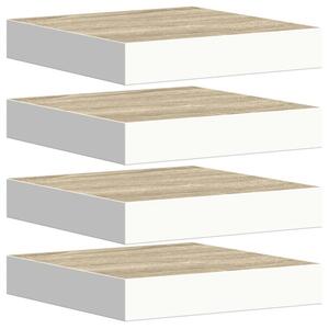 Półki ścienne, 4 szt., dębowo-białe, 23 x 23,5 x 3,8 cm, mdf