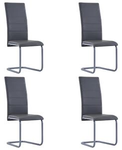 Krzesła stołowe, 4 szt., szare, sztuczna skóra