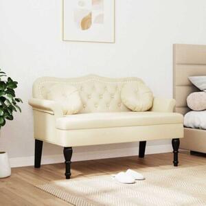 Ławka chesterfield z ekoskóry w kremowym kolorze