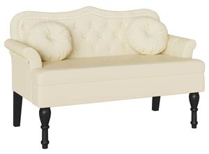 Ławka chesterfield z ekoskóry w kremowym kolorze