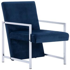 Fotel z chromowanym nóżkami, niebieski, aksamit