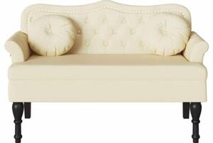 Ławka chesterfield z ekoskóry w kremowym kolorze