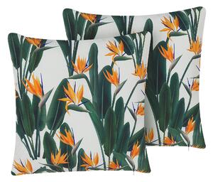 Zestaw 2 poduszek ogrodowych nadruk w kwiaty 45 x 45 cm zielony Tsotyli Beliani