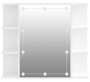 Szafka z lustrem i oświetleniem LED, biała, 70x16,5x60 cm