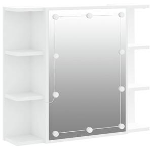 Szafka z lustrem i oświetleniem LED, biała, 70x16,5x60 cm