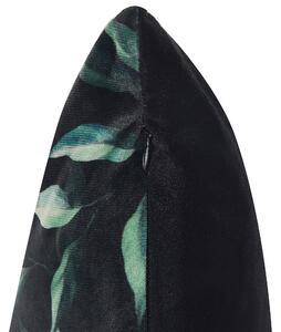 Zestaw 2 poduszek dekoracyjnych w liście 45 x 45 cm zielono-czarny Toadflax Beliani