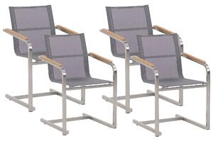 Zestaw 4 krzeseł ogrodowych szary stalowa rama wspornikowa konstrukcja Cosoleto Beliani