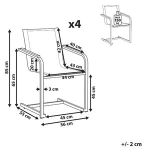 Zestaw 4 krzeseł ogrodowych beżowy stalowa rama wspornikowa konstrukcja Cosoleto Beliani
