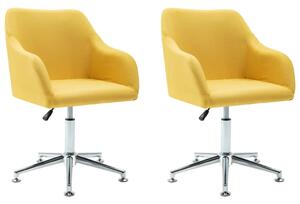Obrotowe krzesła do jadalni, 2 szt., żółte, tkanina