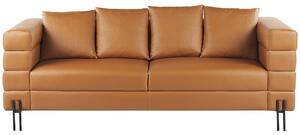 Nowoczesna sofa trzyosobowa ekoskóra metalowe nóżki brązowa Granna Beliani