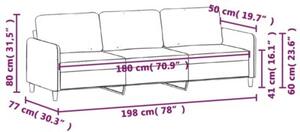 Sofa 3-osobowa, ciemnoszara, 180 cm, tapicerowana tkaninÄ
