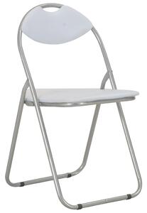 Składane krzesła jadalniane, 2 szt., białe, sztuczna skóra