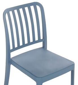 Zestaw mebli ogrodowych plastikowy stół 4 krzesła sztaplowane niebieski Sersale Beliani