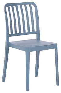 Zestaw mebli ogrodowych plastikowy stół 4 krzesła sztaplowane niebieski Sersale Beliani
