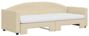 Sofa rozsuwana z materacami, kremowa, 80x200 cm, tkanina