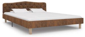 Rama łóżka, brązowa, sztuczna skóra zamszowa, 160 x 200 cm