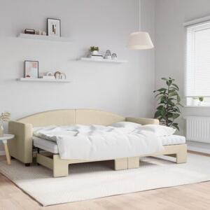 Sofa rozsuwana z materacami, kremowa, 80x200 cm, tkanina