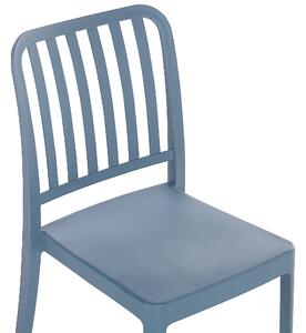 Zestaw 4 krzeseł do ogrodu sztaplowanych plastikowych niebieski Sersale Beliani