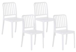 Zestaw 4 krzeseł do ogrodu sztaplowanych plastikowych biały Sersale Beliani