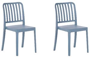 Zestaw 2 krzeseł do ogrodu sztaplowanych plastikowych niebieski Sersale Beliani