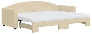 Sofa rozsuwana z materacami, kremowa, 80x200 cm, tkanina