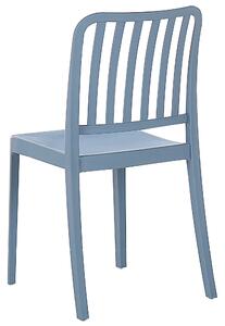 Zestaw 4 krzeseł do ogrodu sztaplowanych plastikowych niebieski Sersale Beliani