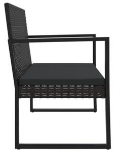 Ławka ogrodowa z poduszkami, czarna, 106 cm, polirattan