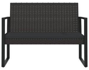 Ławka ogrodowa z poduszkami, czarna, 106 cm, polirattan