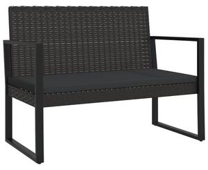 Ławka ogrodowa z poduszkami, czarna, 106 cm, polirattan