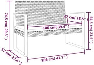 Ławka ogrodowa z poduszkami, czarna, 106 cm, polirattan