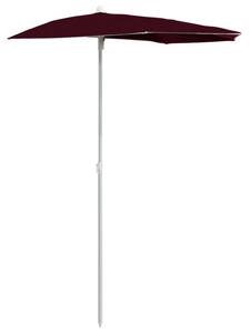 Półokrągły parasol ogrodowy na słupku, 180x90 cm, bordowy