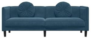 Sofa 3-osobowa z poduszkami, niebieska, aksamit