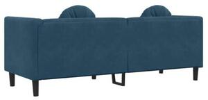 Sofa 3-osobowa z poduszkami, niebieska, aksamit