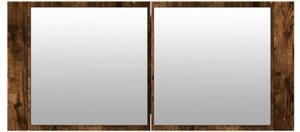 Szafka łazienkowa z lustrem i LED, przydymiony dąb, 100x12x45cm