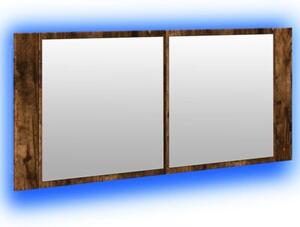 Szafka łazienkowa z lustrem i LED, przydymiony dąb, 100x12x45cm