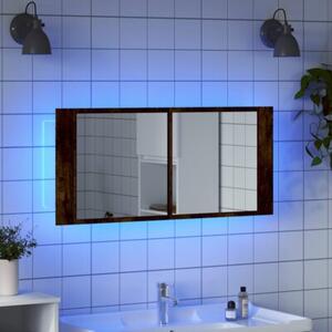 Szafka łazienkowa z lustrem i LED, przydymiony dąb, 100x12x45cm