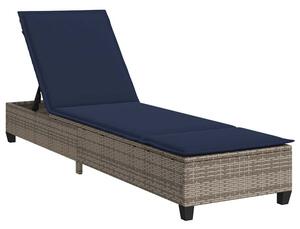 Leżak z poduszkami szary 55x200x25,5cm polirattan