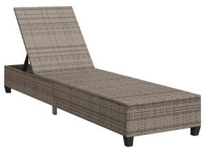 Leżak z poduszkami szary 55x200x25,5cm polirattan