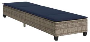 Leżak z poduszkami szary 55x200x25,5cm polirattan