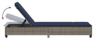 Leżak z poduszkami szary 55x200x25,5cm polirattan
